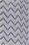 Close-up of Fryeburg Area Rug. Hand-woven wool rug with beige, lavender, and purple chevron pattern. Contemporary style. Design-Rectangle-58
