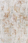 Close-up of the Fulham Textured Luxe Area Rug. Contemporary design with blue, brick red, brown, and gray hues. Design-Rectangle-6796