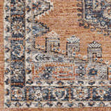 Close-up of the Fullarton Performance Rug showing the beige, blue, and red traditional-style pattern. Swatch