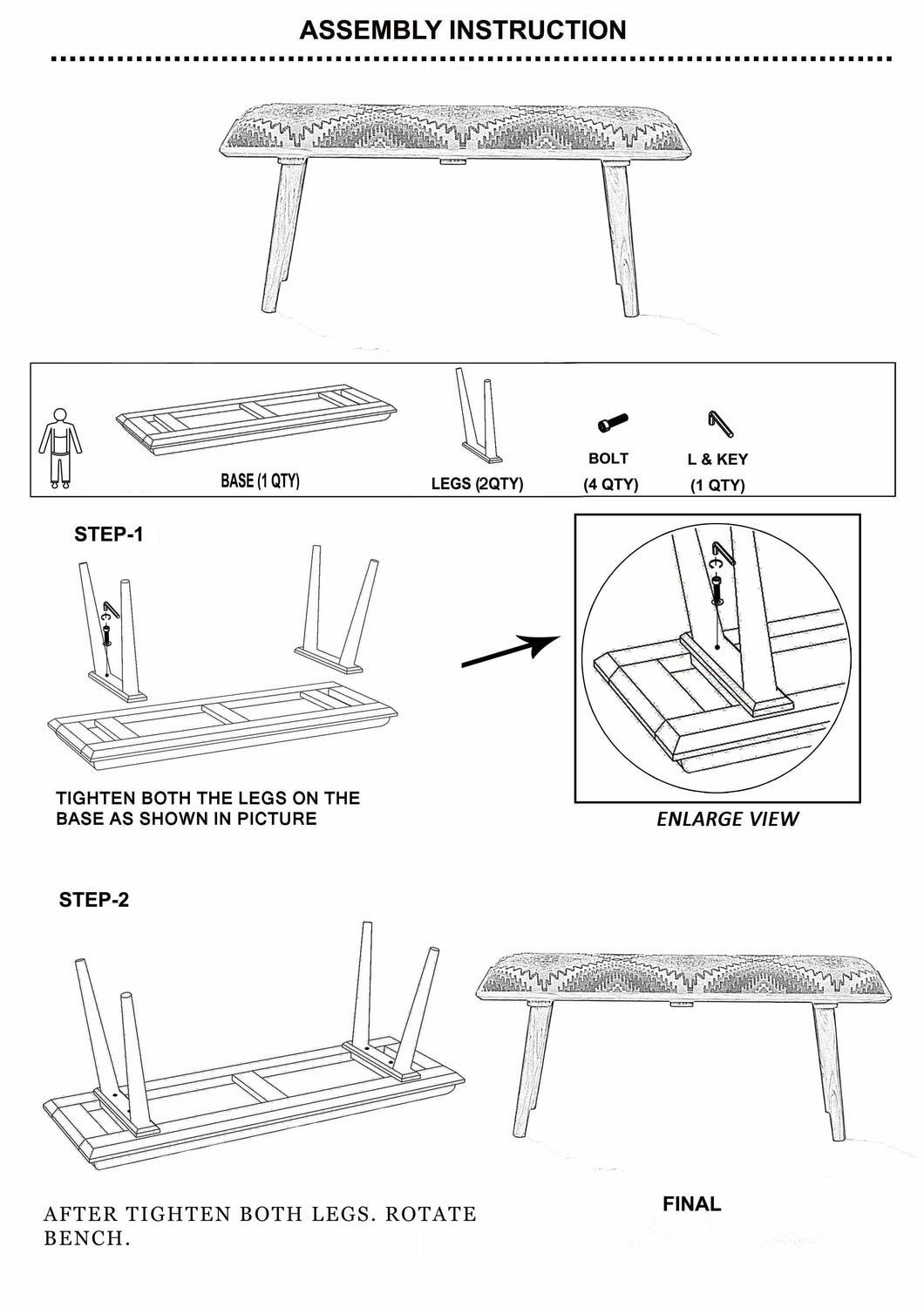 Serhatta Black & White Striped Bench