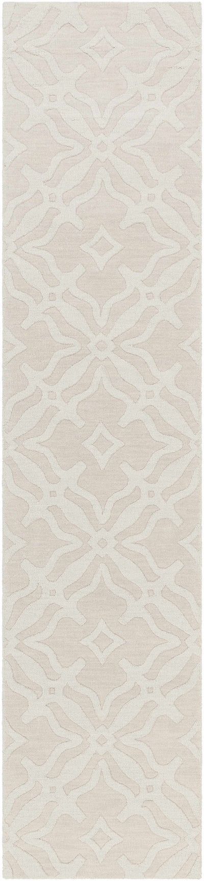 Fyffe Embossed Beige Wool Area Rug