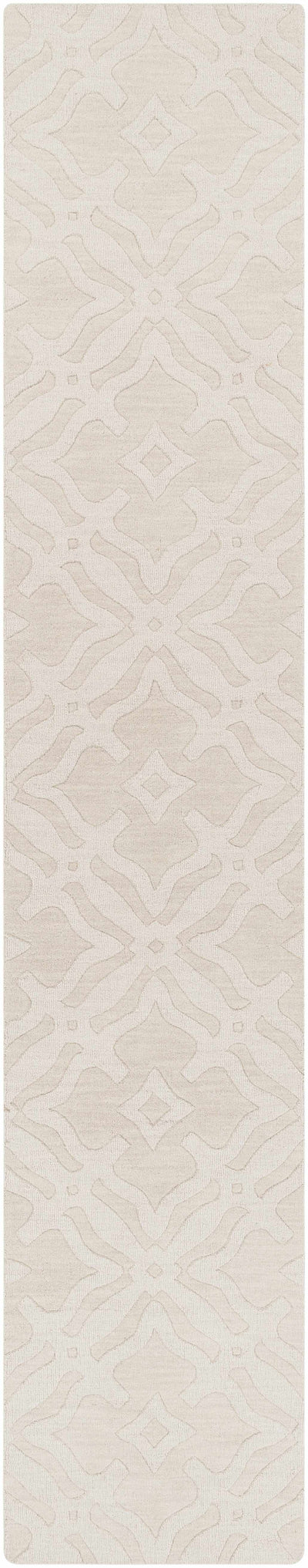 Fyffe Embossed Beige Wool Area Rug