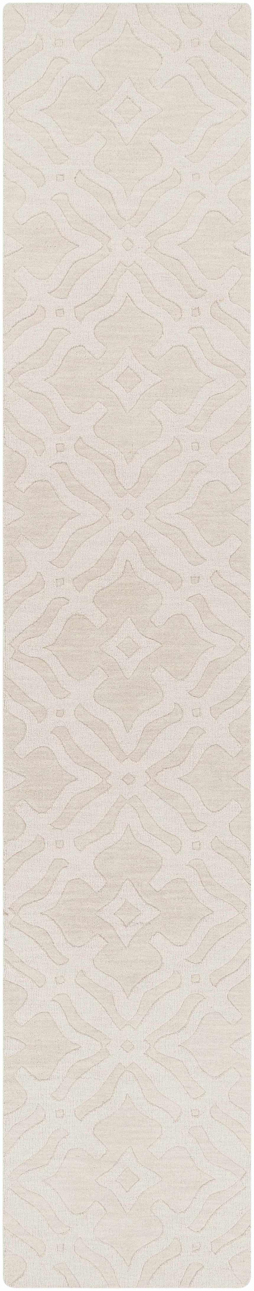 Fyffe Embossed Beige Wool Area Rug