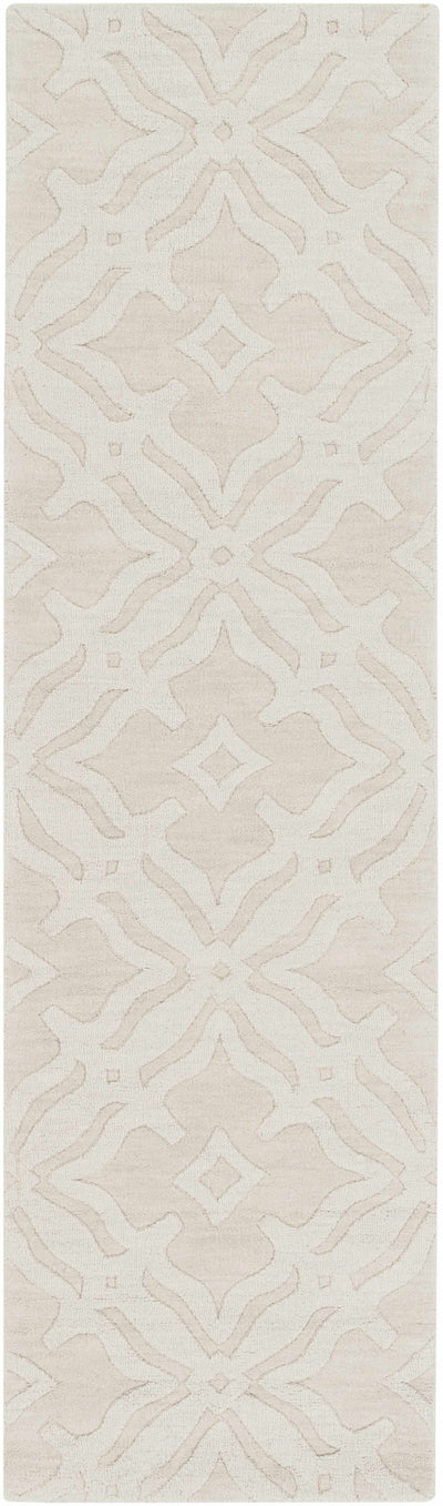 Fyffe Embossed Beige Wool Area Rug