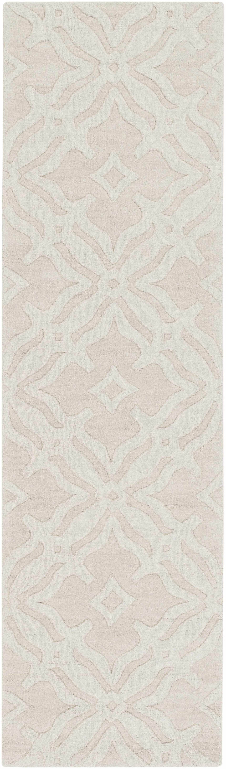 Fyffe Embossed Beige Wool Area Rug