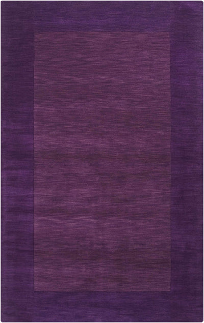 Bordered Solid Plum Purple Wool Rug