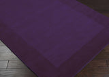 Bordered Solid Plum Purple Wool Rug