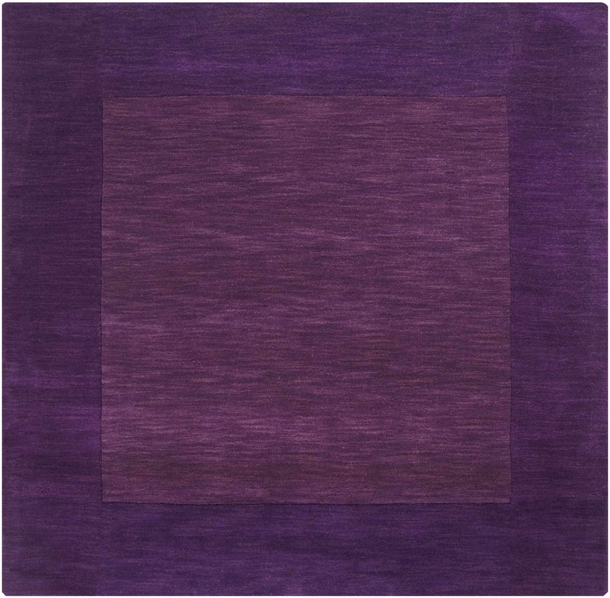 Bordered Solid Plum Purple Wool Rug