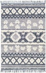 Gakona High-Low Cream&Blue Wool Rug - Clearance