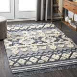 Gakona High-Low Cream&Blue Wool Rug - Clearance