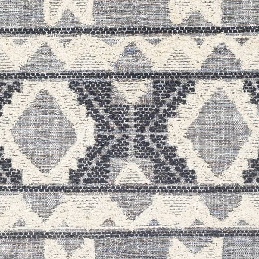 Gakona High-Low Cream&Blue Wool Rug - Clearance