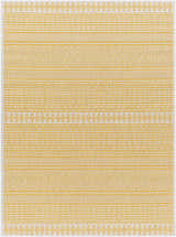 Close-up of the Galal Area Rug in beige and bronze featuring a geometric, farmhouse-style pattern. Design-Rectangle-5377