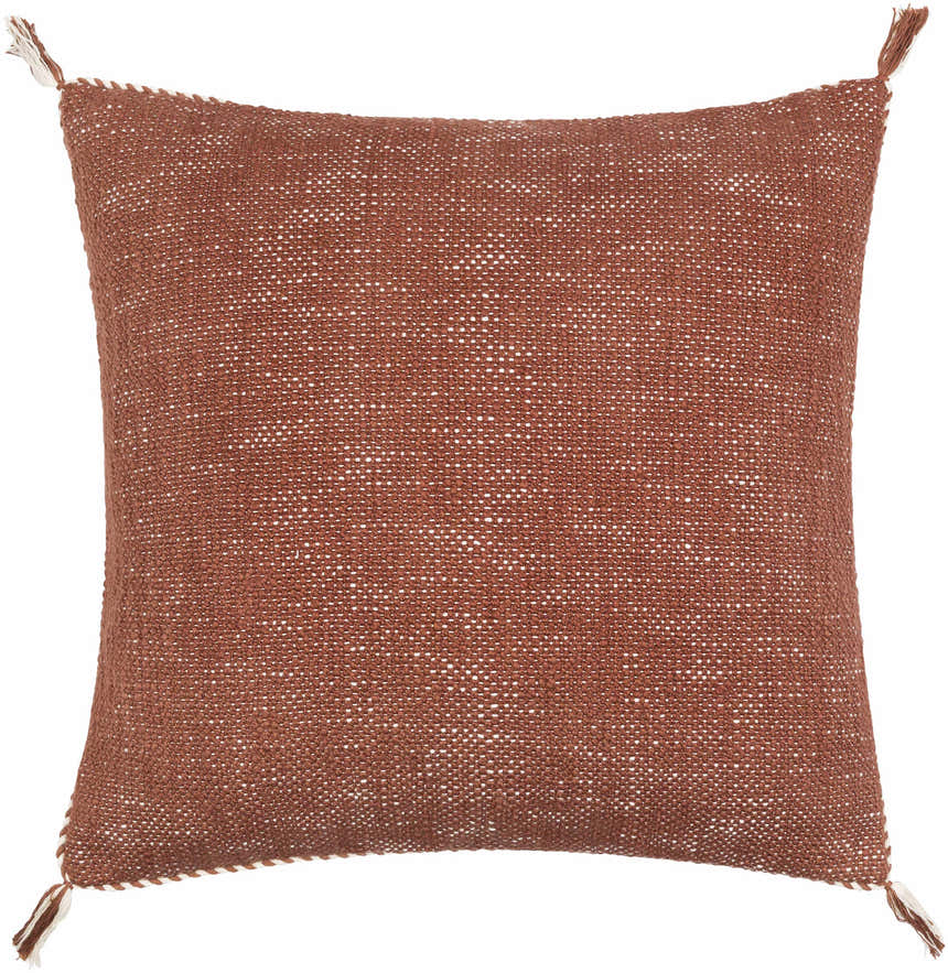 Brunel Brown Subtle Woven Stripe Cottage Country Cotton Accent Pillow - Clearance