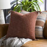 Brunel Brown Subtle Woven Stripe Cottage Country Cotton Accent Pillow - Clearance