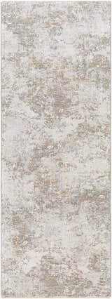 Close-up of the Ganit Thick Luxe Boutique Rug. Beige, bone, and gray abstract pattern. Soft texture. Design-Runner-2773