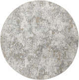 Close-up of a round Ganit Thick Luxe Boutique Rug with a beige, bone, and gray abstract pattern. Design-Round-53