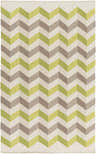 Gbafaf Area Rug: Hand-woven wool rug with a contemporary chevron pattern in beige, brown, olive, and taupe. Design-Rectangle-58