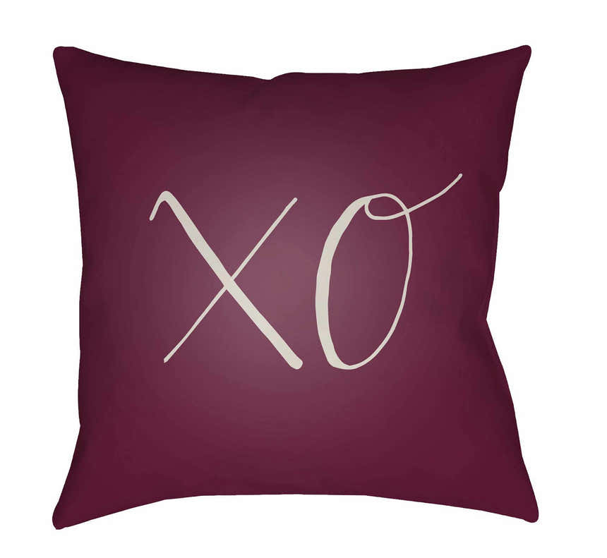 Love XO Purple Outdoor Throw Pillow Cover