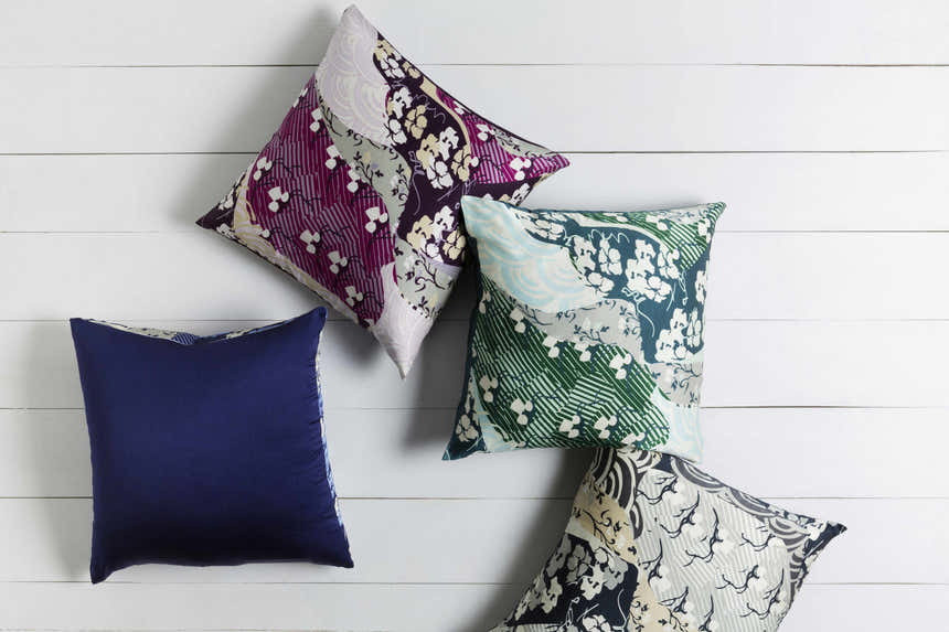 Kinta Navy Floral Geometric Throw Pillow - Clearance