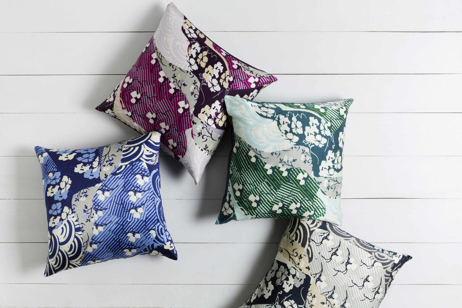 Kinta Navy Floral Geometric Throw Pillow - Clearance