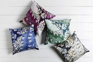 Kinta Navy Floral Geometric Throw Pillow - Clearance