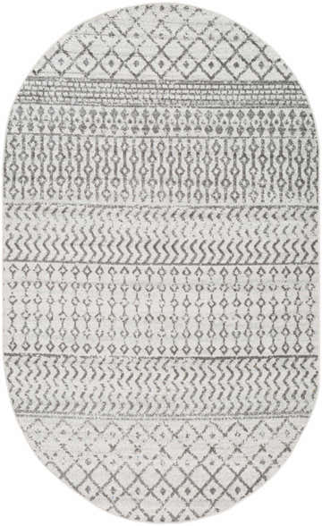 Oval Genji Area Rug with a gray and light gray geometric pattern. Farmhouse style rug. Design-Oval-58