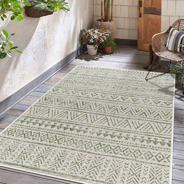 Novato Olive All Over Pattern Performance Rug