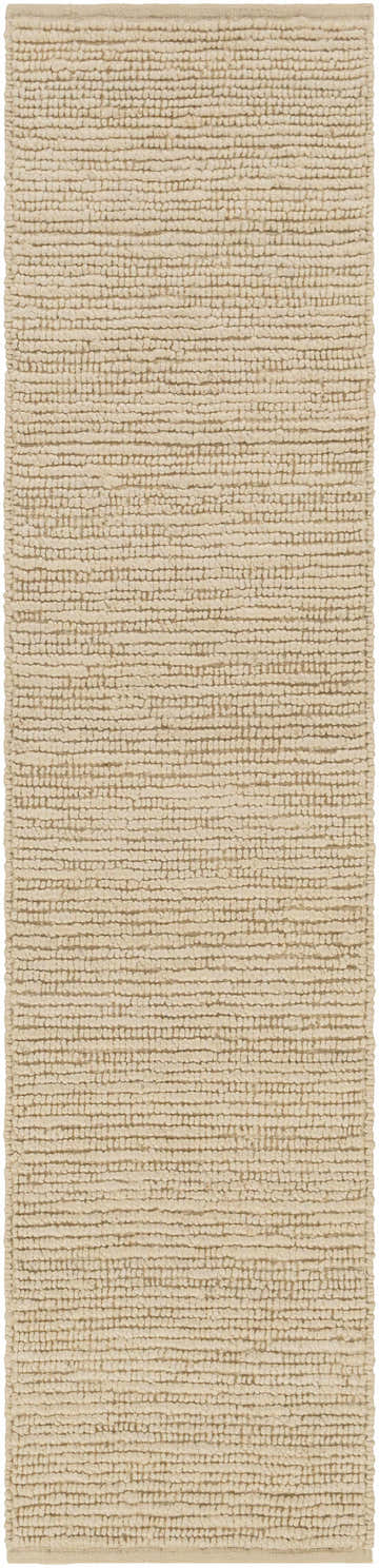 Close-up of the Glover Bleached Braided Jute Carpet. Features a braided jute texture in bleached jute, ivory, and natural jute. Design-Runner-2610