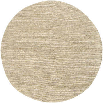 Close-up of round Glover Bleached Braided Jute Carpet. Natural jute rug with braided texture and bleached ivory color. Design-Round-8