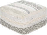 Geyser Woven White Gray Cotton Pouf - Clearance