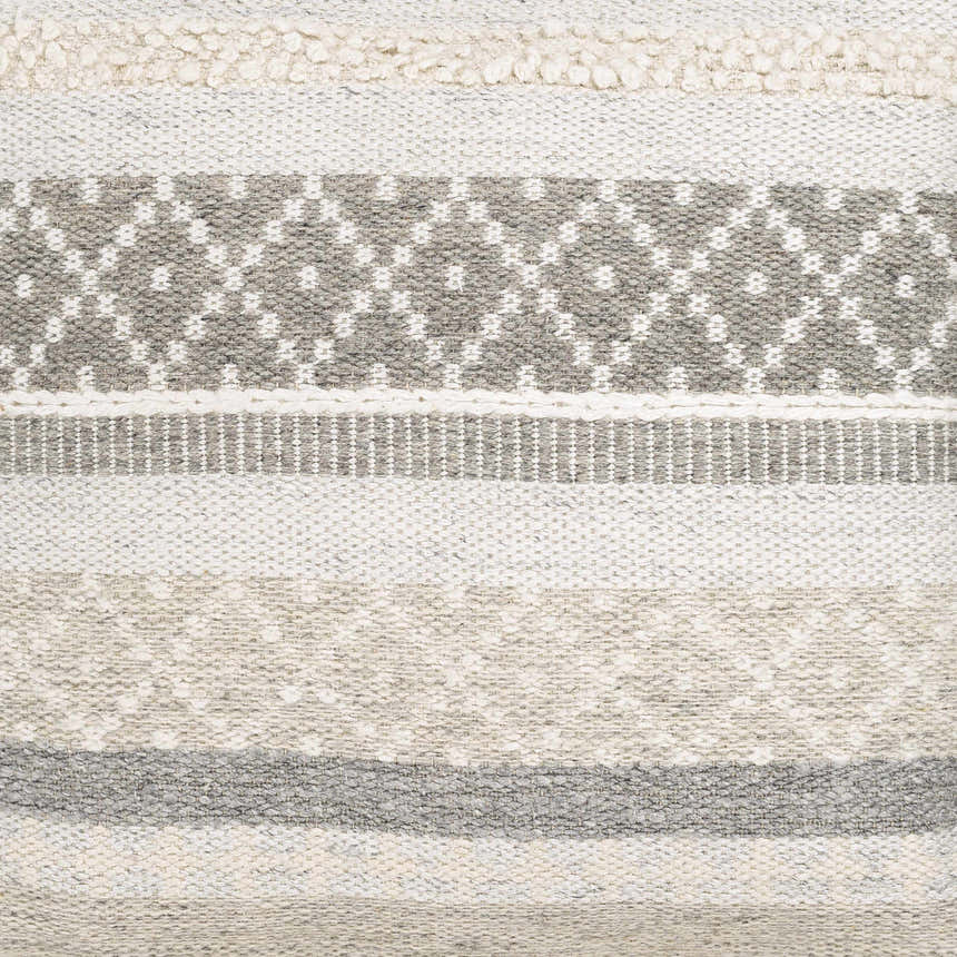 Geyser Woven White Gray Cotton Pouf - Clearance