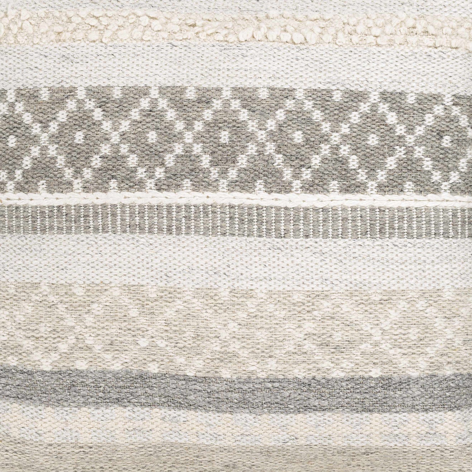 Geyser Woven White Gray Cotton Pouf - Clearance