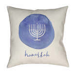 Gibgos Blue Menorah Hanukkah Accent Outdoor Pillow