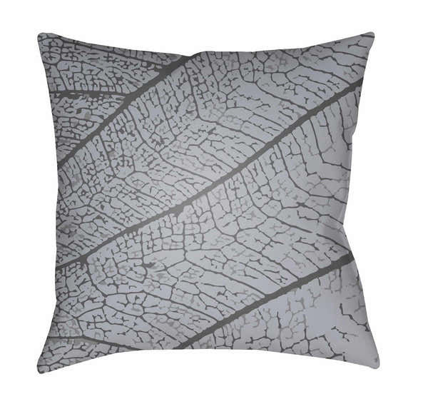 Gino Gray Leaf Pattern Outdoor Throw Pillow