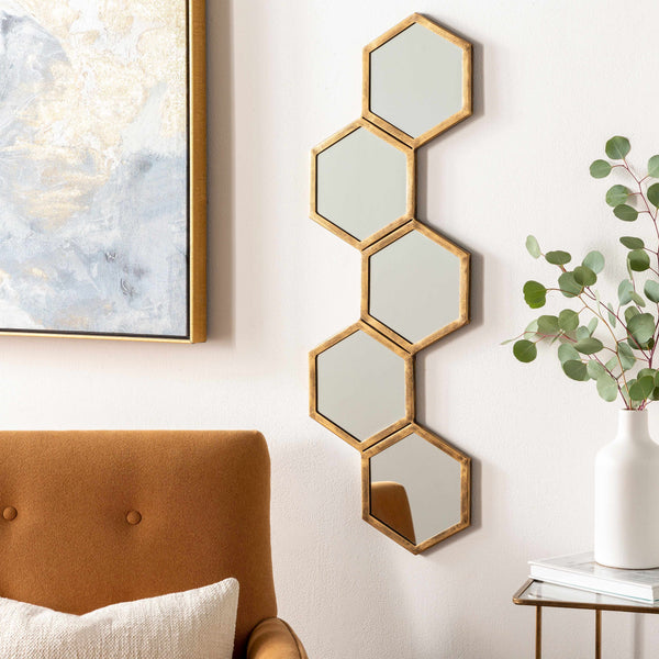 Gitagum Rustic Gold Honeycomb Mirror