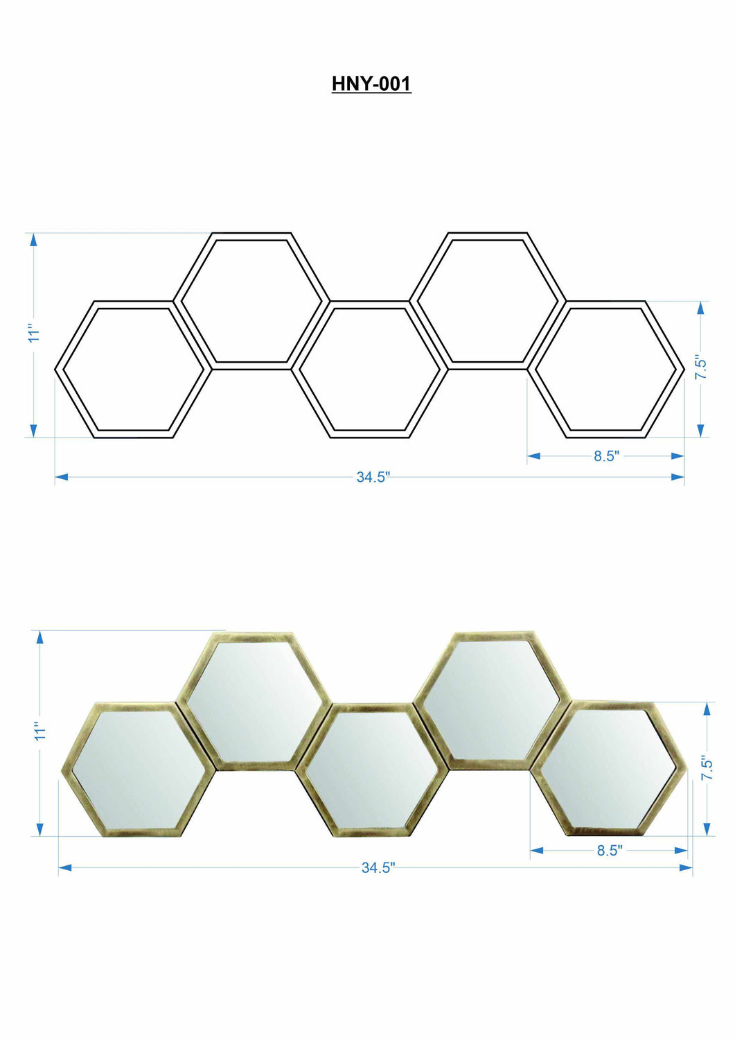 Gitagum Rustic Gold Honeycomb Mirror