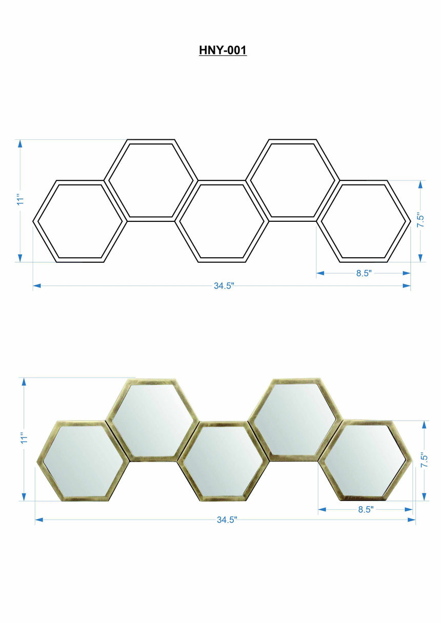 Gitagum Rustic Gold Honeycomb Mirror