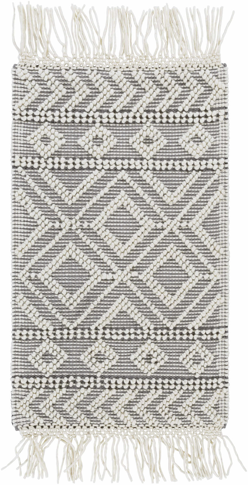 Glastonbury Gray&White Trellis Wool&Cotton Area Rug - Clearance
