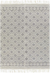 Glastonbury Gray&White Trellis Wool&Cotton Area Rug - Clearance