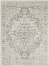 Close-up of the Guildhall Area Rug, a machine-woven rug with a traditional gray and ivory oriental pattern. Design-Rectangle-5373