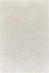 Close-up of the Eaglehawk Luxe Rug. Machine-woven rug in charcoal, cream, light beige, and light gray. Contemporary style. Design-Rectangle-6796