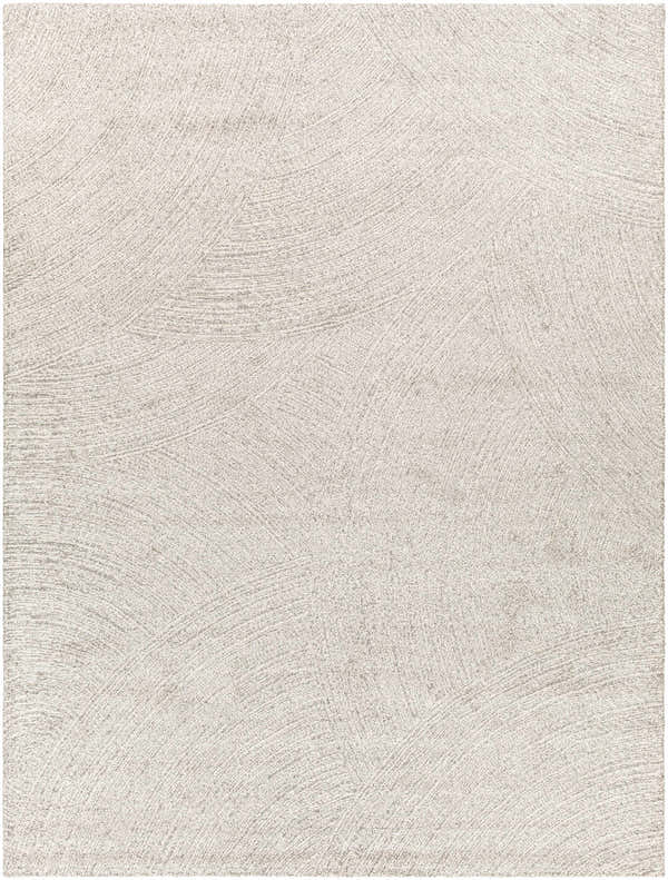 Close-up of the Eaglehawk Luxe Rug. Cream and light gray rug with a subtle, contemporary abstract pattern. Design-Rectangle-71010