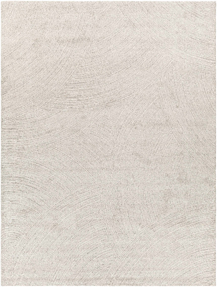 Close-up of the Eaglehawk Luxe Rug. Cream and light gray rug with a subtle, contemporary abstract pattern. Design-Rectangle-71010