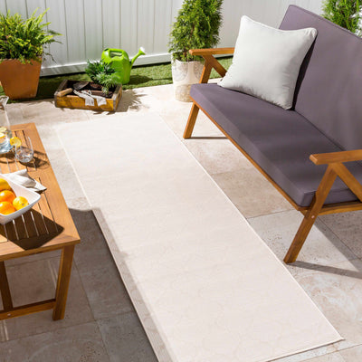 Unique Outdoor Trellis Area Rug, Cream - Clearance