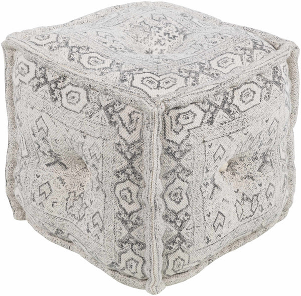 Glenvil Gray Patterned Cotton Pouf