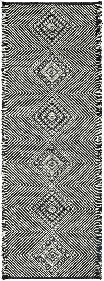 Eaglesham Black&White Flatweave Tassel Wool Rug - Clearance