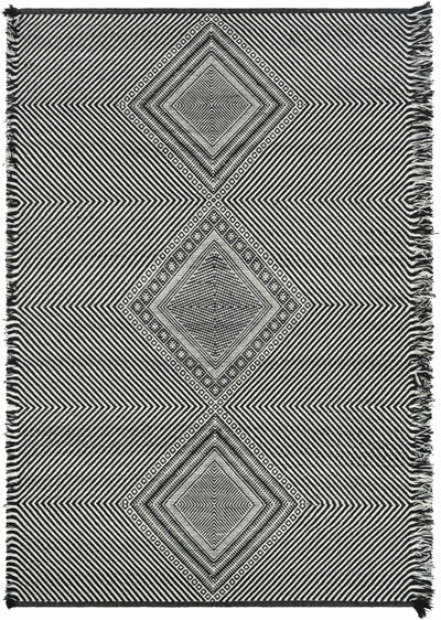 Eaglesham Black&White Flatweave Tassel Wool Rug - Clearance