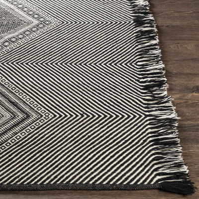 Eaglesham Black&White Flatweave Tassel Wool Rug - Clearance