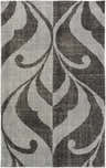 Close-up of the Goffstown Area Carpet. Black and gray 100% wool rug with a hand-knotted, contemporary leaf pattern. Design-Rectangle-576