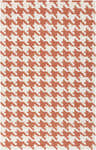 Close-up of the hand woven Goldthwaite Area Rug. Burnt orange and light beige houndstooth pattern. Design-Rectangle-58